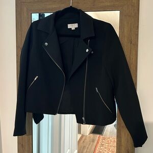 Loft Outlet Ponte Moto Jacket in Black XS PETITE